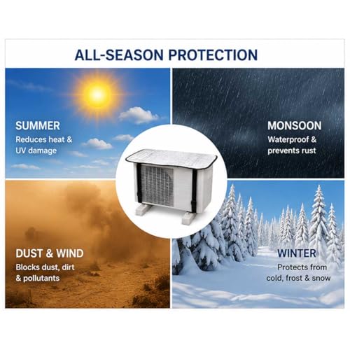 Image of AC Outdoor Unit Heat Protector Cover for Split AC | Waterproof, Dustproof & Sun Protection | Heat Resistant Outdoor AC Cover