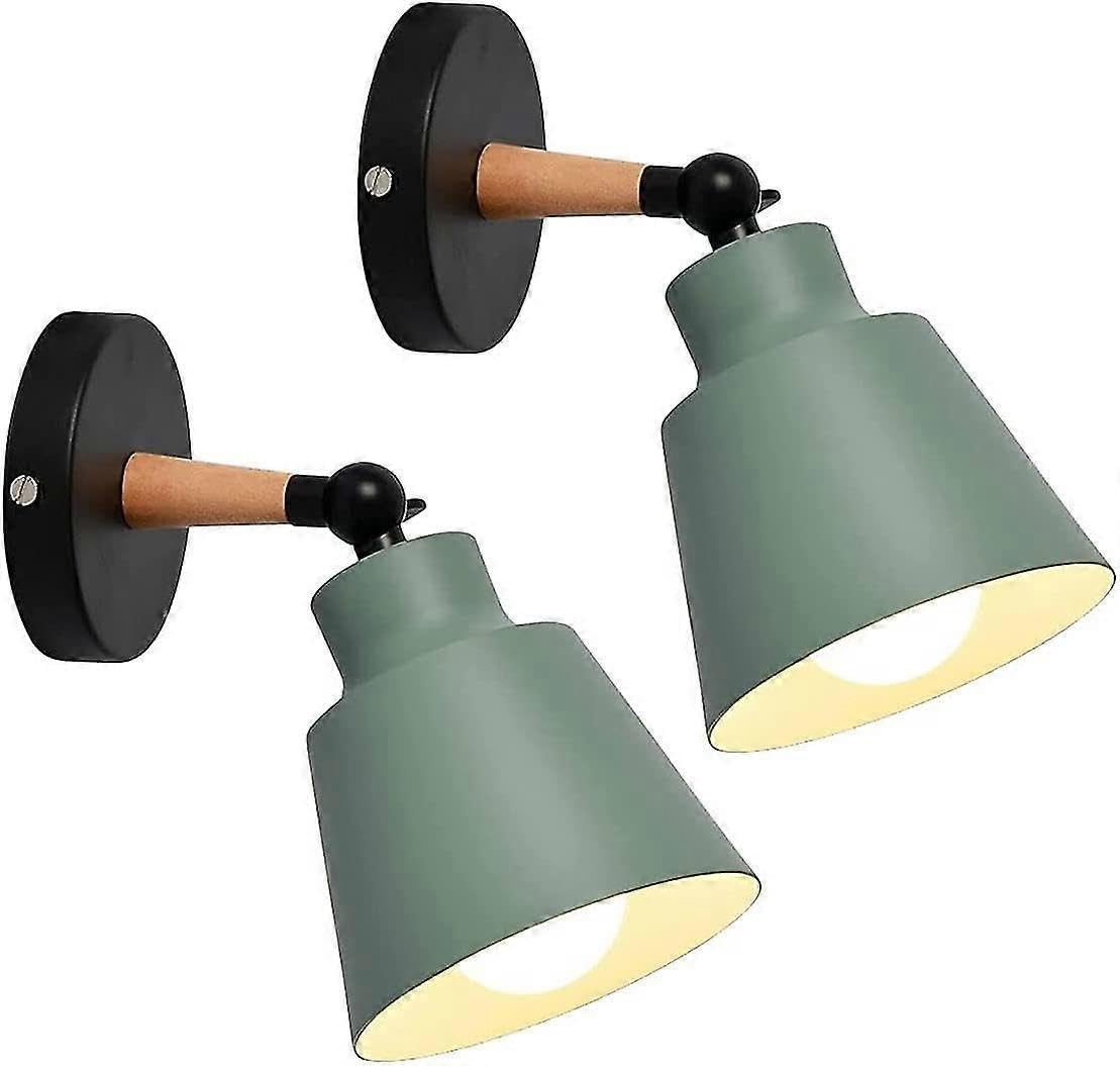Joyhappst Image Color 2 Packs Industrial Vintage Wall Sconces Ceiling Light Fixtures E27 Metal Adjustable Indoor(Green)