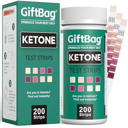 200 Upgraded Ketone Test Strips with Built-in Color Chart – Quick & Accurate Ketosis Urine Test – Perfect for Ketogenic, Low-Carb, Atkins, and Paleo Diets – Extra-Long Strips for Easy Use