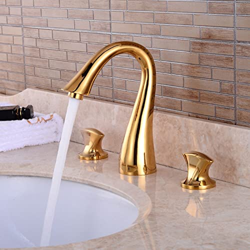 Mitigeur de lavabo 3 trous col de cygne chromé pour salle de bain