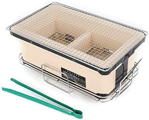 Griglia a carbonella, rettangolare in ceramica, per barbecue Hibachi, per Yakiniku, da tavolo o per uso interno, perfetta per la cucina giapponese-coreana, facile da pulire e utilizzare