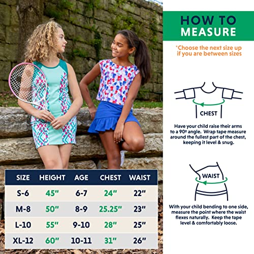 Girls Tennis Dresses And Golf Outfit Beach Aqua Sleeveless Sports Skirts With Shorts And Built In Pockets For Athletic Youth And Kids - Size Medium/8 #TOP5