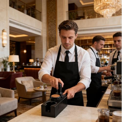 Station de tassage de café pour éviter les glissements sur le comptoir