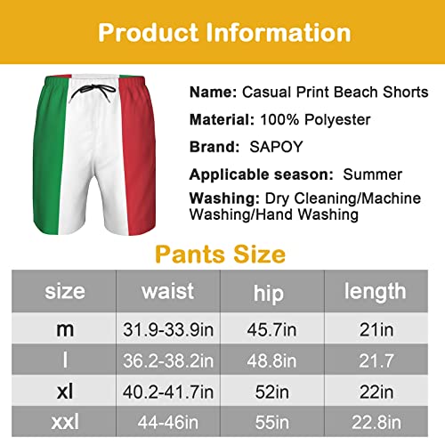 Italian Flag Print Men's Summer Swimming Short Casual Board Shorts Swimwear Swim Trunks White #TOP3