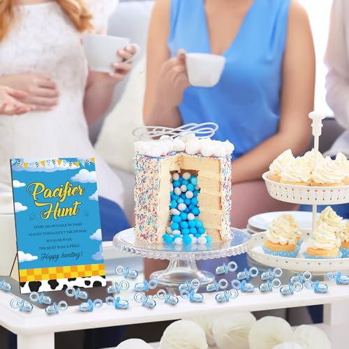 Image of Thyle 51 Pcs Blue Sky Pacifier Hunt Baby Shower Games Boy Story Decorations Include Hunt Sign and 50 Acrylic Pacifiers for Baby Shower Game Decoration Gift Sets Gender Reveal Party Decor
