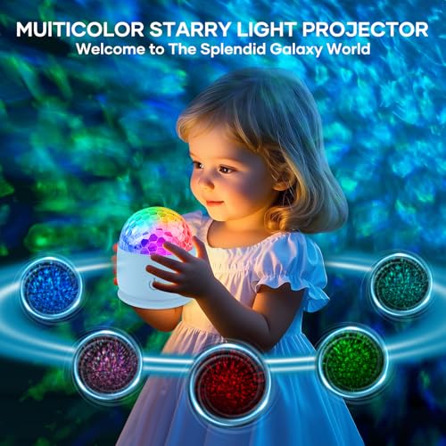 Fokky Sternenhimmel Projektor, LED Sternenhimmel Projektor Kinder, Galaxy Projector für Geschenk Party, Star Projektor Kinder mit 16 Beleuchtung-Effekten, LED Projektor Nachtlicht Kinder Zimmer Deko