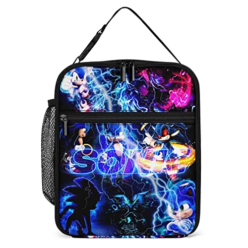 Papfespy Cartoon Lunch Bag Leakproof Durable Insulation Cooler Anime Lunch Bag Fruit Cooler Pouch Warm Pouch For Sports Lunch Box Storage Organizer Blue #TOP22