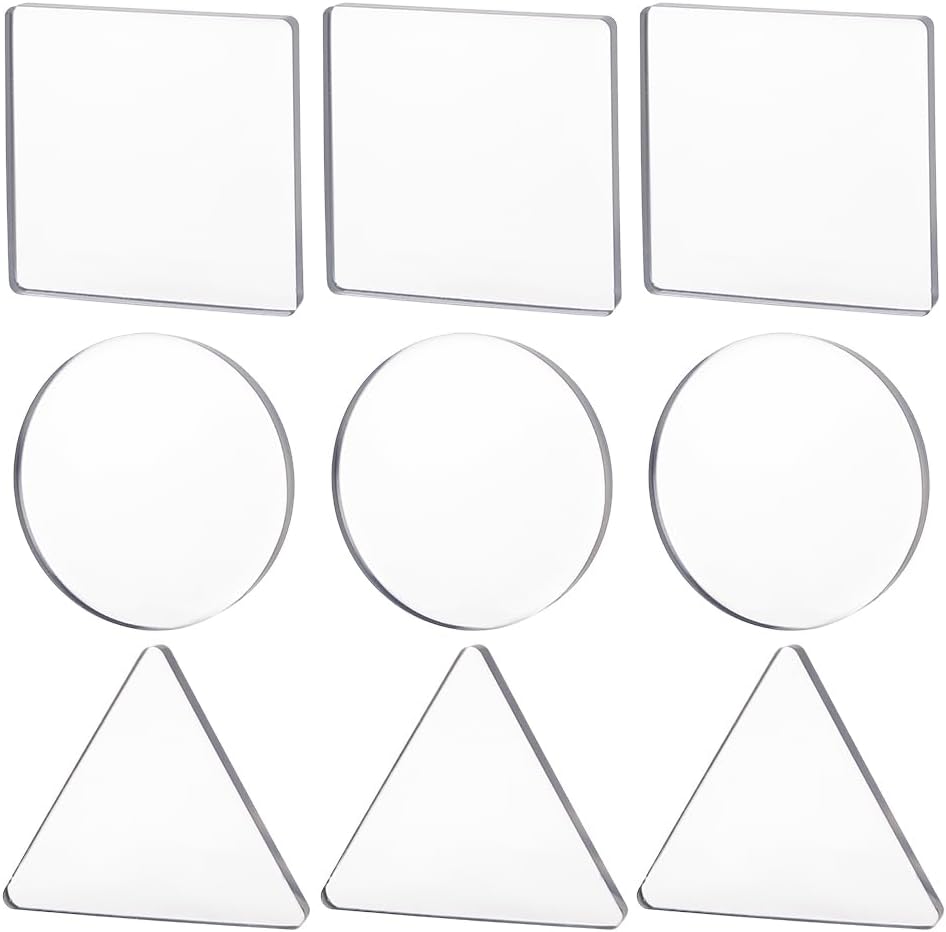 9 Pcs Small Gel Printing Plates Circle Triangle Square Gel Press Monoprinting Print Plates Reusable for Arts and Crafts Making, 3 Styles