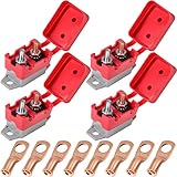 4 Pieces 12V - 24V Automatic Reset Circuit Breakers with Cover Stud Bolt and 8 Pieces Wire Lugs for...