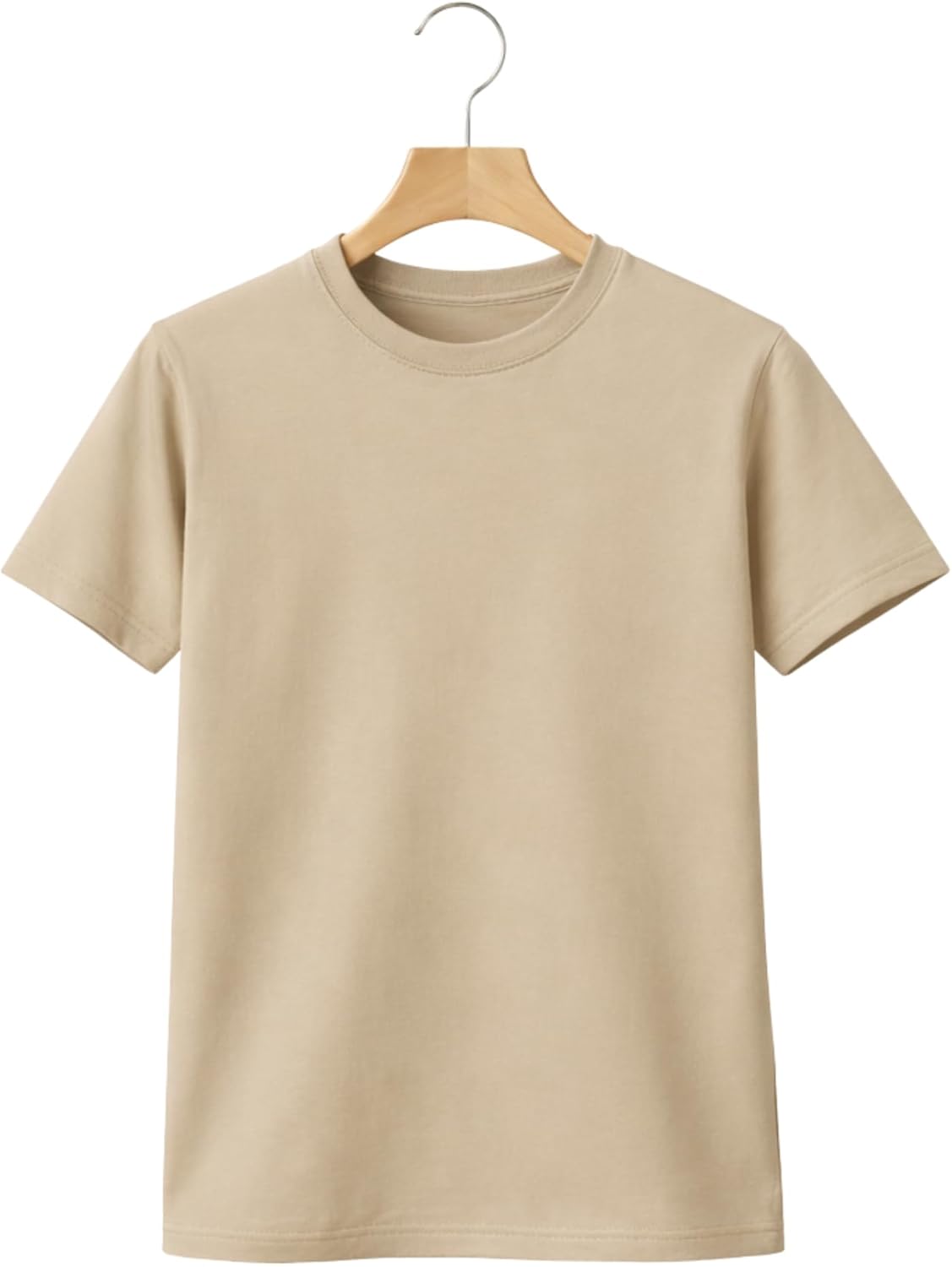 T-Shirts for Women | 100% Cotton Casual Short Sleeve Crew Neck T-Shirts for Women Beige - Image 4