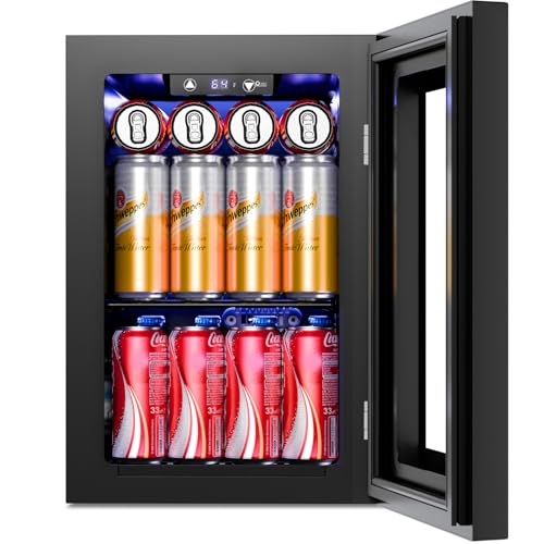 Image of Antarctic Star 18L Beverage Refrigerator Cooler 24Can, Mini Fridge with Quiet Compressor, LED Light,Freestanding Small Fridge with Electronic Temperature Control for Home and Bar(40-61 ℉)