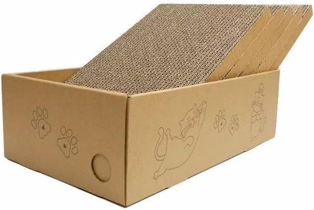 5-Pack Multi-Functional Cat Beds with Practical Box - Large Size for Indoor Cats and Kittens, Kitty Bed Scratching Board Replacement Hole Design