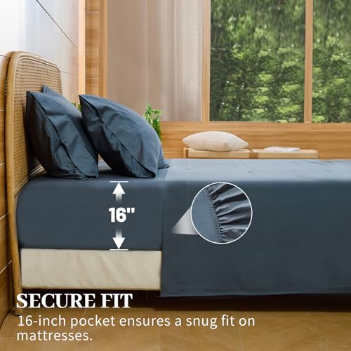 Image of Bedlifes 1000TC Egyptian Cotton Cal King Sheets, 4Pcs, 16 inch Deep Pocket | Cooling & Breathable, Ultra Soft, Hotel Comfort, Sateen Weave, OEKO-TEX Certified, Easy-Care Machine Washable