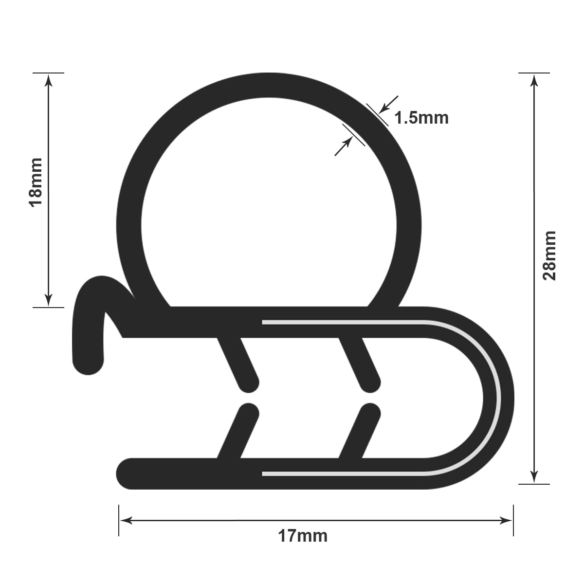 Joint de porte de voiture 6 m, 22 x 12 mm, profilé d