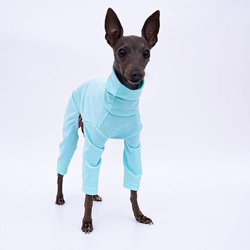 Miniatura 2 de Greyhound Clothes - Mameluco básico de algodón suave con cuello alto para perro, sudadera de manga larga, pijama elástica para perro italiano,