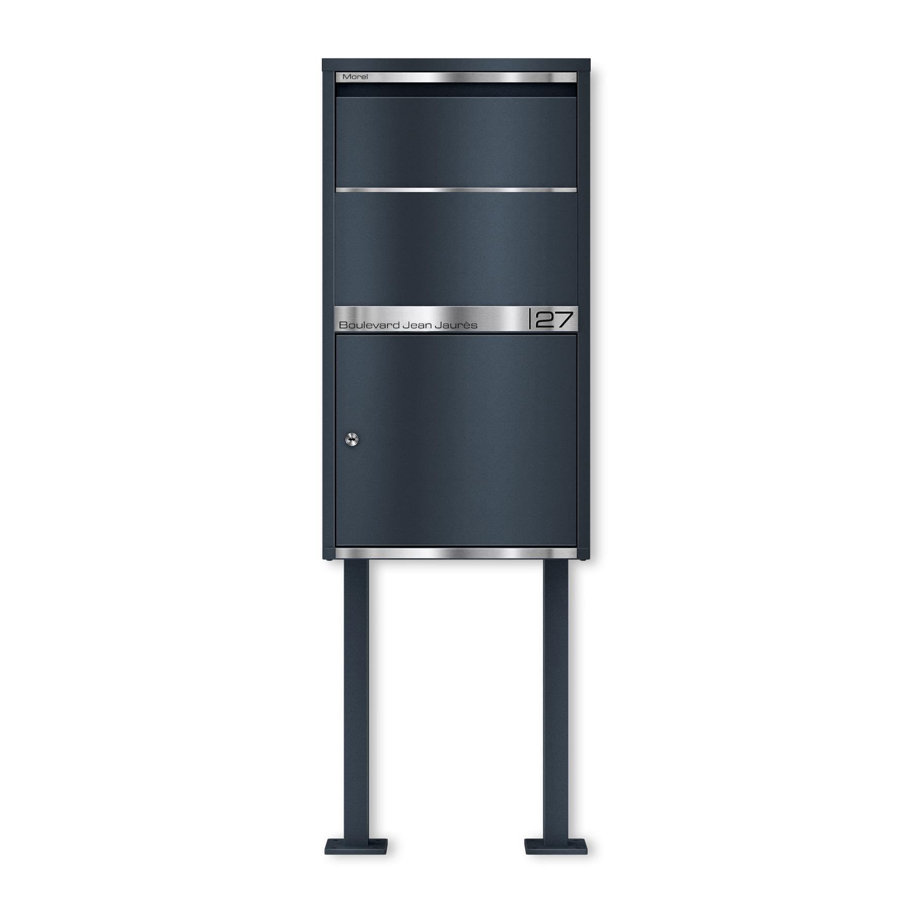 Metzler® boîte à Colis avec clapet Anti-vol et Support au Sol RAL 7016 Gris Anthracite réception sécurisée sans Contact Acier Inoxydable Personnalisable 10 Ans de pièces détachées Avalon