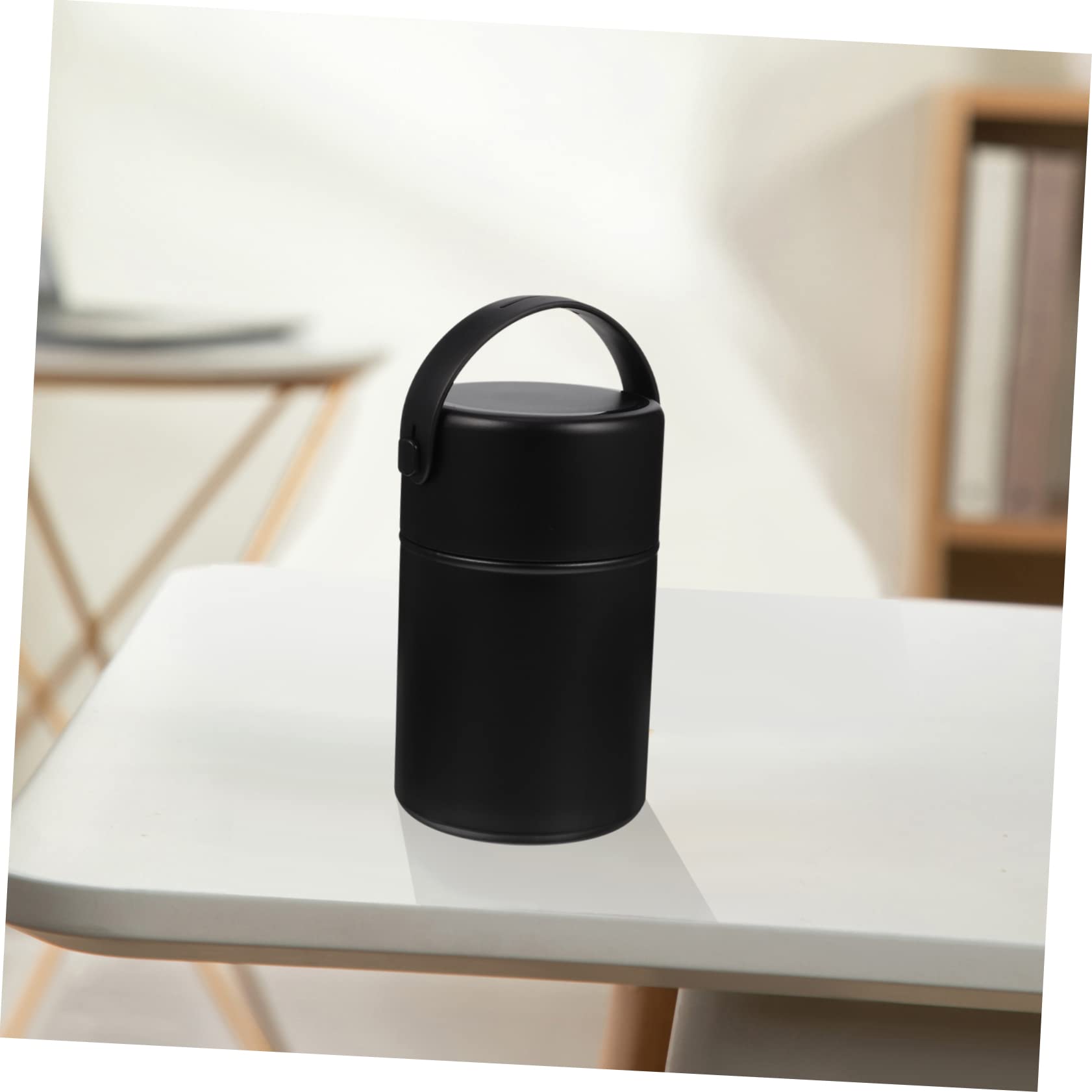 Contenedor de alimentos aislado de acero inoxidable de 850 ml, doble pared con cierre hermético, amplio diseño negro para adultos, ideal para almacenamiento de comidas calientes al aire libre