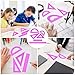 6 PCS Plastic Ruler Set Includes Transparent Ruler 12 & 6 Inch, Clear Protractor, and Triangle Rulers, Purple Rulers Math Geometry Set Measuring Tool for School Supplies Home Office Drawing