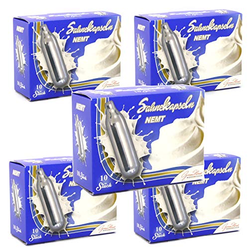 NEMT 50s, 50 Pieza N2O Cápsulas de Nata para Nata Émbolo de Mosa, Liss, ISI, Kayser, Mastrad