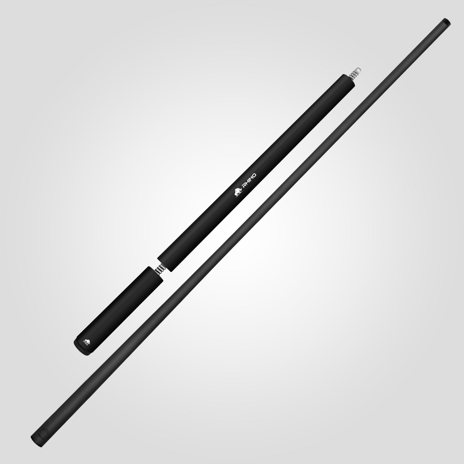 RHINO 3-Piece Jump Cue - Black - (3/8-8 Joint) - Carbon Fiber Shaft, 13.9mm Tip Diameter, Tip Finest Bakelite Material, Composite Butt