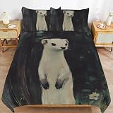 White Weasel Stoat Duvet Cover Set