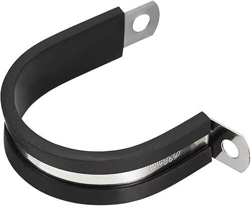 Miniatura 4 de uxcell Abrazadera de tubo de acero inoxidable en forma de R de 1-12 pulgadas (1.496 in) con aislamiento acolchado de goma