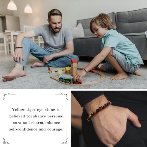 Alissl Tiger Eye Bracelets For Teen Boys- Double Protection 8Mm Natural Stone Bracelet thumb #1