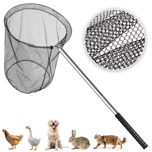 Uross Large Catch Net - Anmial Net for Cat Dog Chicken Goose Ducks Bird Butterfly with Heavy-Duty Handle Adjustable to 5 Lengths(36-99 Handle with 20 Net Opening)