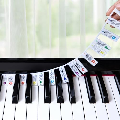 Guide Des Notes De Piano Pour l'apprentissage Des Débutants, étiquettes Amovibles de Notes De Piano Pour Toutes Les Touches 88/61 Pas Besoin D'autocollants Réutilisables En Silicone (Coloré)