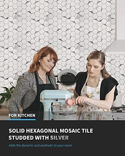 Art3d 10-Sheet Peel and Stick Backsplash for Kitchen Décor, Self-Adhesive Tile Hexagon Mosaic Tiles