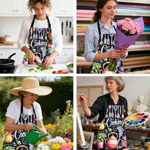 Image of Nuxovilar Cute Cooking Kitchen Apron, 26.77 * 30.7 Inches, Essential for Kitchen Cooking, Baking, Festive Gatherings