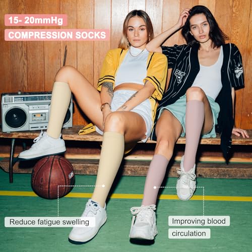 Image of Iseasoo 4 Pairs Compression Socks for Women Circulation-Best Support for Nurses,Running,Athletic,Travel