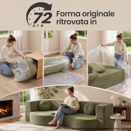 Sofá cama plegable para ahorrar espacio en apartamentos pequeños con dos cojines incluidos 7