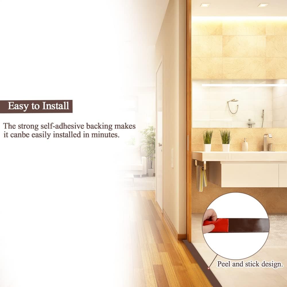 20Ft Self Adhesive Floor & Door Flat Transition Strip, 2" Wide Vinyl Floor Edging Trim Strip, Thresholds for Doorways Laminate Floor Gap Covering(Coffee)