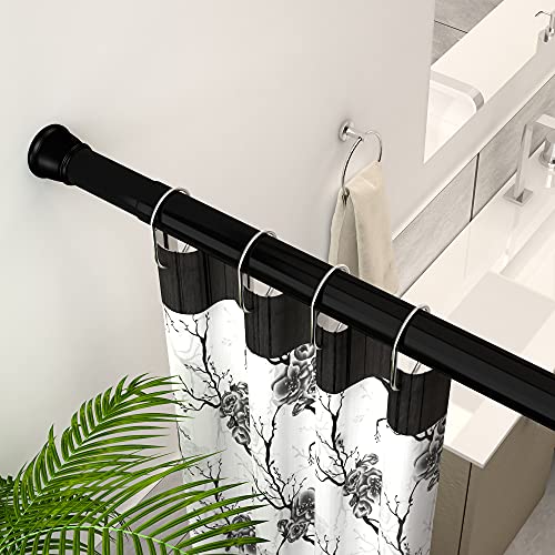 Image of Story@Home - (100 CM To 160 CM) Set of 2 Pcs Shower Curtain Rod, Adjustable Curtain Rod, Tension Spring Installation (No Tools Needed), Sturdy & Rust-Proof Curtain Rod, Black