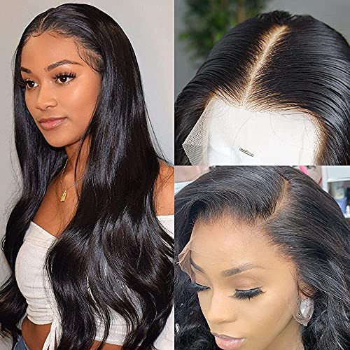 24 inch Body Wave Transparent Lace Front Wig Body Wave Wavy Human Hair Wig For Black Women Pre Plucked Lace Frontal Wig Bleach Knots HD Lace Wig
