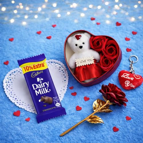 The Click India Valentines Gift Set- Chocolate Gift, Red Rose Flo...