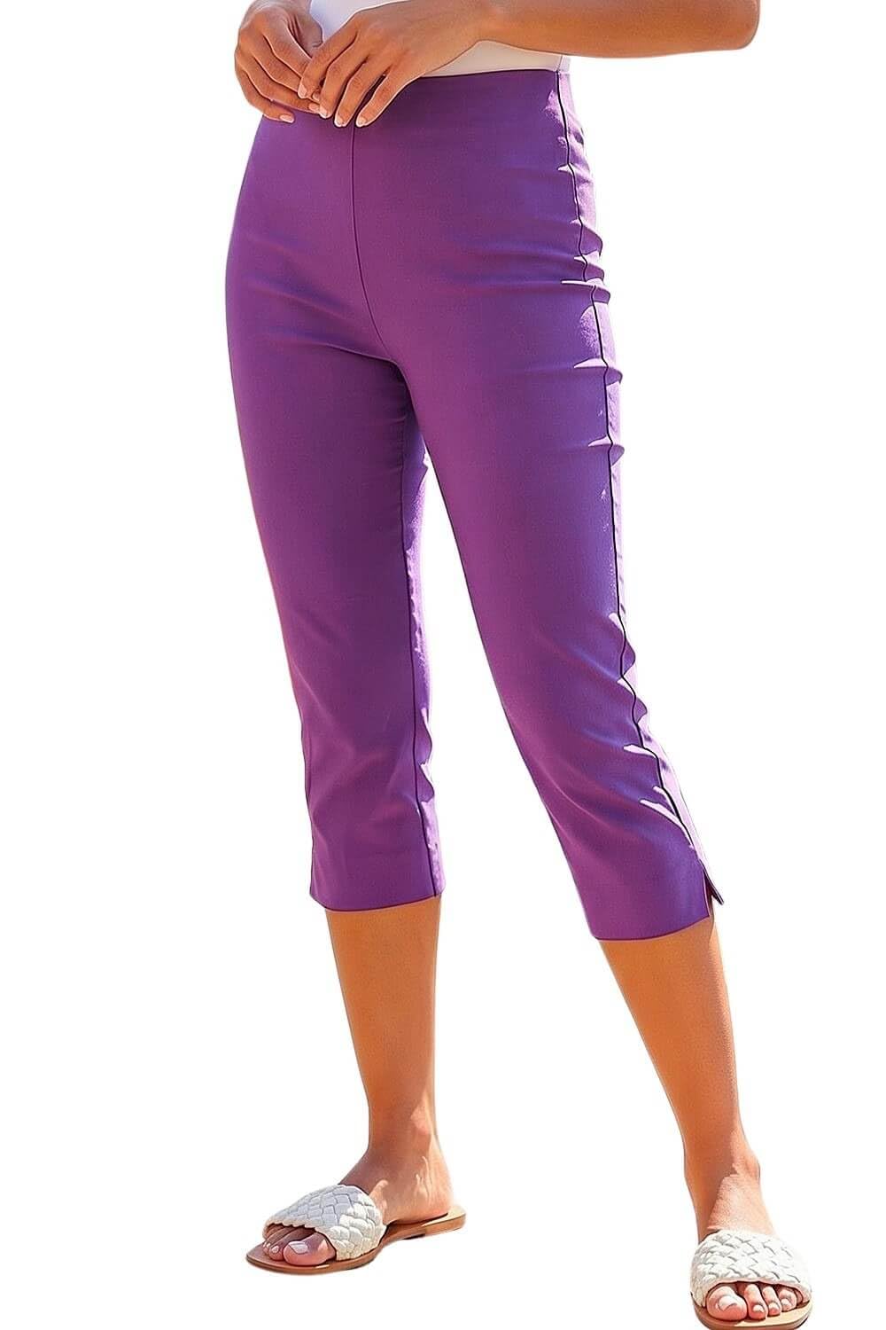 Roman Women's Mauve Cropped Stretch Trouser Capri Summer Leggings 3/4 Pedal Pushers In | : Size 18
