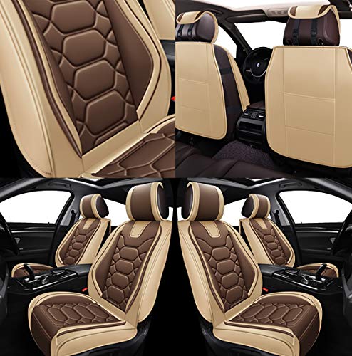 Oasis Auto Car Seat Covers Accessories 2 Pieces Front Premium Nappa Leather Cushion Protector Universal Fit For Most Cars Suv Pick-Up Truck, Automotive Vehicle Auto Interior Décor (Os-004 Coffee) #TOP3