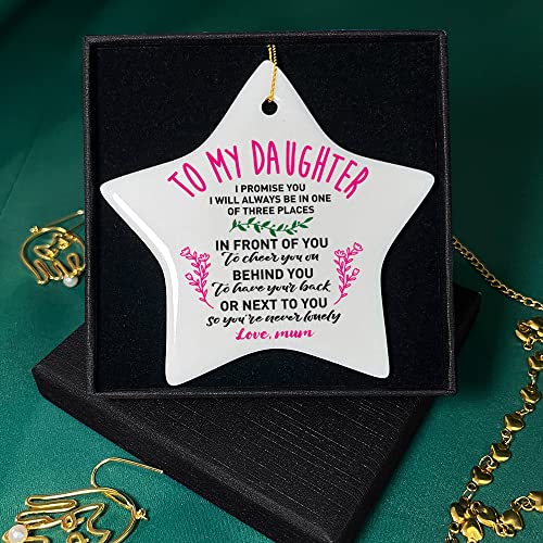Daughter Christmas Ornament Gift From Mom, Next To You So You’re Never Lonely, Birthday Graduation Keepsake Ornament Gift For Daughter, Christmas Tree Star Shape Ceramic Ornament Decor #TOP4