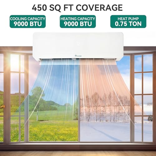 Image of YITAHOME 9000 BTU Mini Split AC /Heating System, Ductless Mini Split Air Conditioner Heat Pump,115V 18 SEER2 Energy Efficient Inverter AC Unit,Wifi Enabled Compatible with Alexa for Apartment, Garage