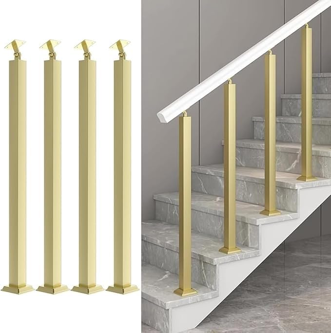 Poteaux de balustre en métal finition dorée haut de gamme avec visserie complète, 85cm