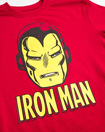 Marvel Avengers Boys’ 4 Pack T-Shirts – Spider-Man, Hulk, Captain America, Iron Man, Thor (3T-16), Size 5-6, Marvel Big Face #TOP4