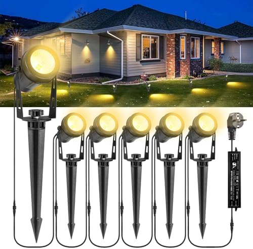 3er-Set 6W Gartenleuchte Gartenstrahler Silber 3000K 12V Warmweiß