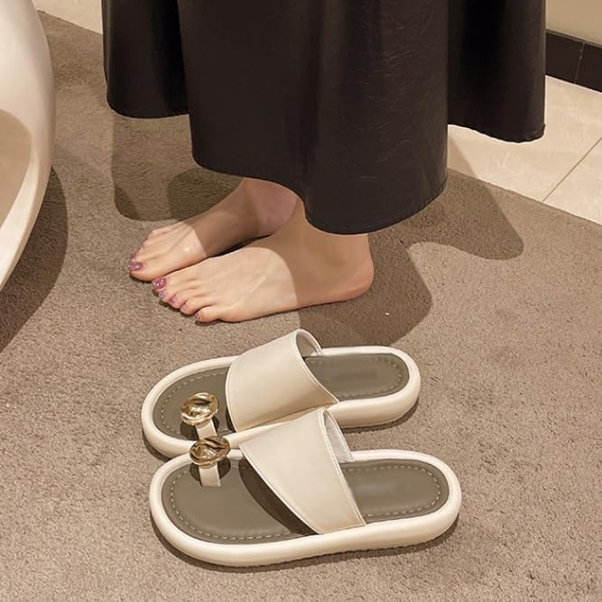 Slippers for Women's Outerwear Toe Buckle Thick Sole Sandals Vacation Beach Shoes Soft Sole Anti Slip(40)2