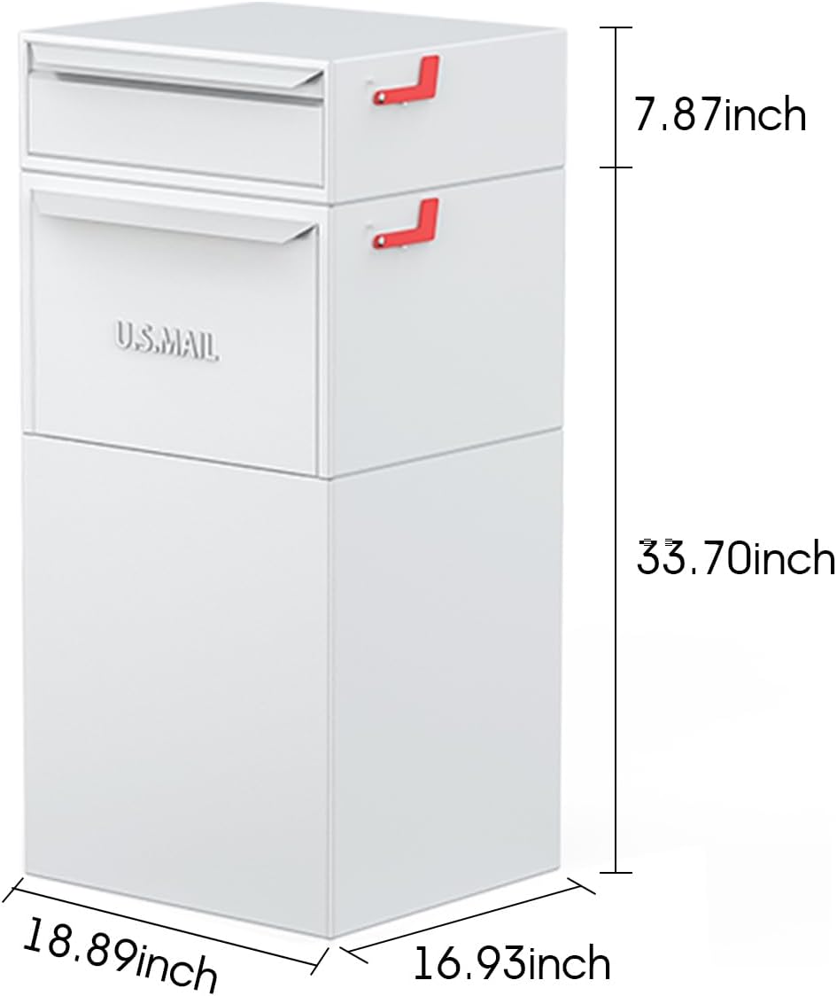 Large Secure Package Delivery Box for Outside with Lock, Stainless Steel,26 Gallon, Anti-Theft, Rust-Proof,Waterproof Box for Packages Delivery Outdoor/Porch/Curbside(White)