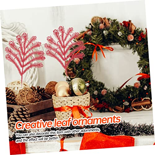 Generic 6Pcs Christmas Glitter Leaves Artificiales Para Christmas Decor Pine Tree Decor Christmas Tree Flower Arrangements Christmas Plants Picks Xmas Poinsettia Peacock #TOP5