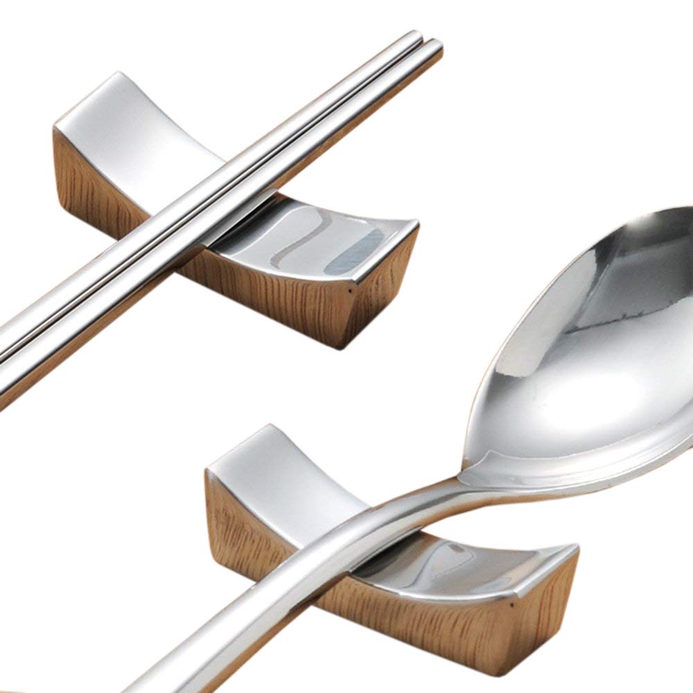 4 Pieces Soportes de Palillos Acero Inoxidable Resto para Palillos Cuchara Tenedor Cuchillo Soporte