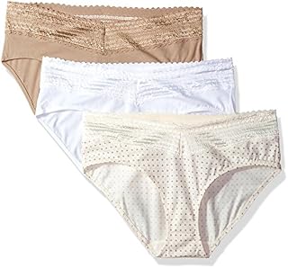 Warner's Women's Blissful Benefits No Muffin Top 3 Pack Hipster Panties, White/Toasted Almond/Body
