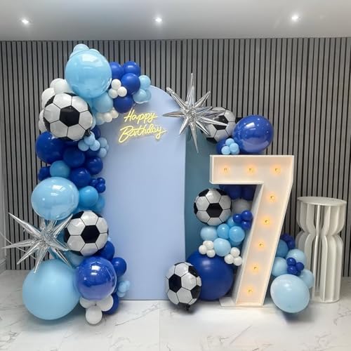 Soccer Balloons, Metallic Blue Silver Balloons with 18 Inch Soccer Ball Foil Print Balloon for Sport Theme Party Decorations, Chrome Silver Blue Confetti Balloon for Boys Men Birthday by Togvu - Used condition - Image 3